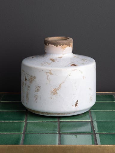 Wide bottle vase white