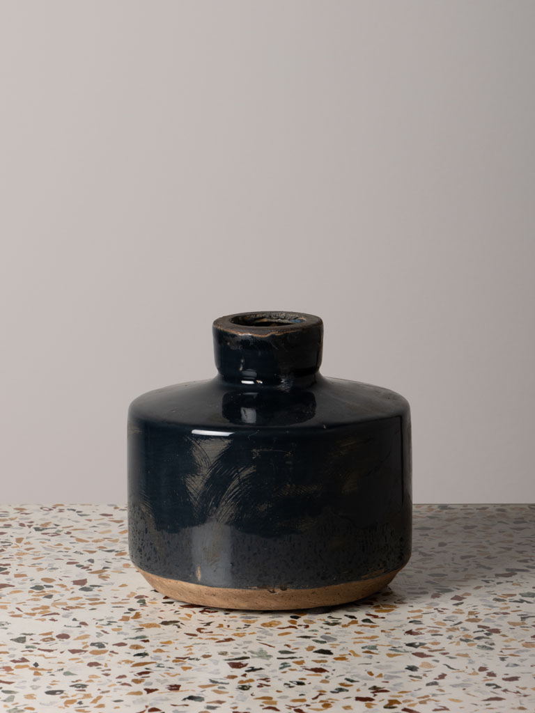 Wide bottle vase dark blue - 1