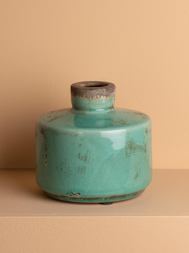 Wide bottle vase aqua blue - 4
