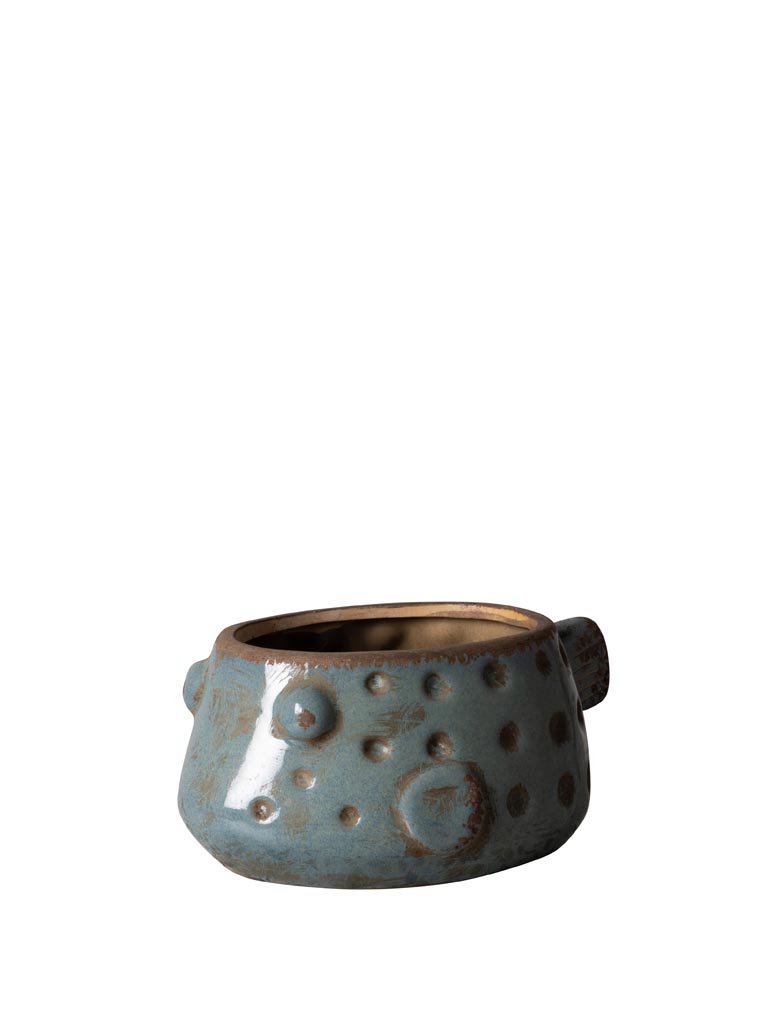 Small blue fish flower pot - 4