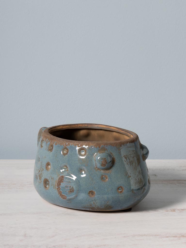 Small blue fish flower pot - 5