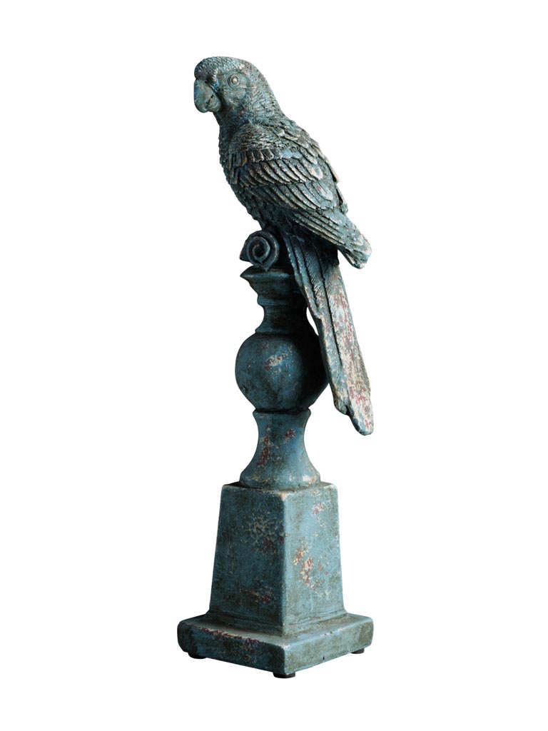 Parrot on perch blue patina - 2