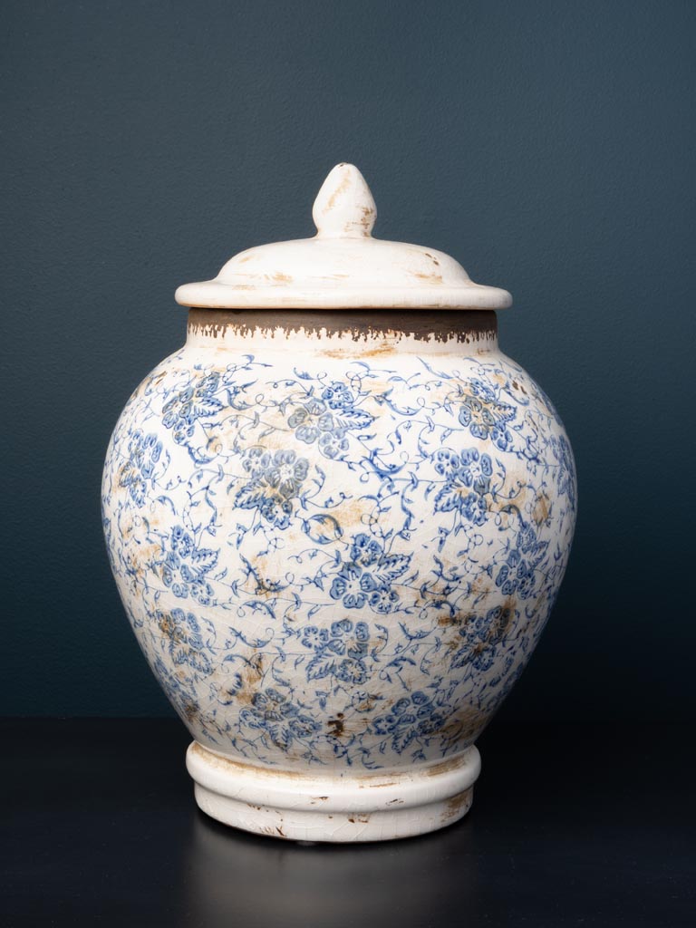 Large blue pottery jar Bucolic - 1