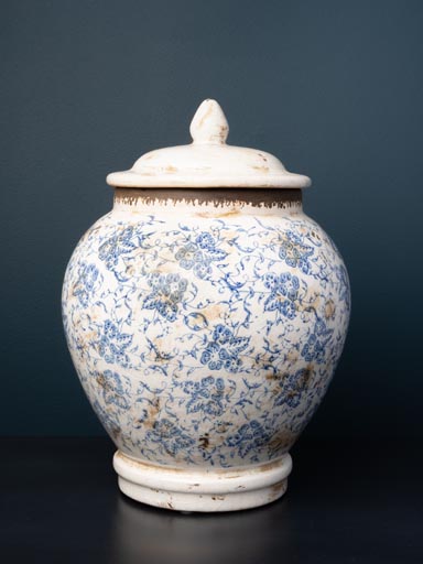 Large blue pottery jar Bucolic
