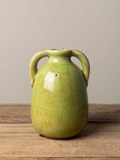 Double handle vase apple green