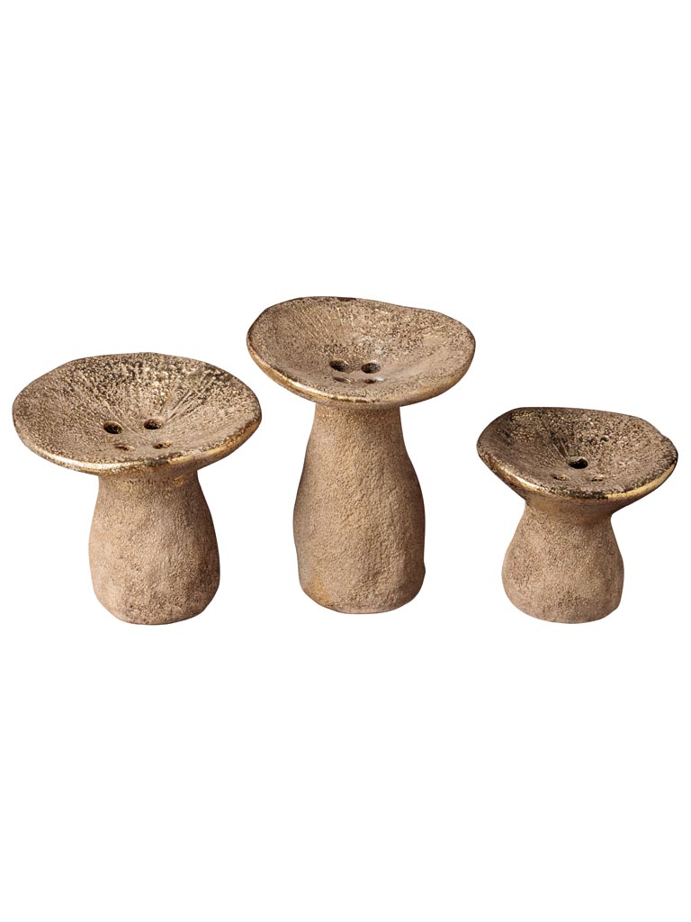 S/3 champignon dorés en céramique - 2