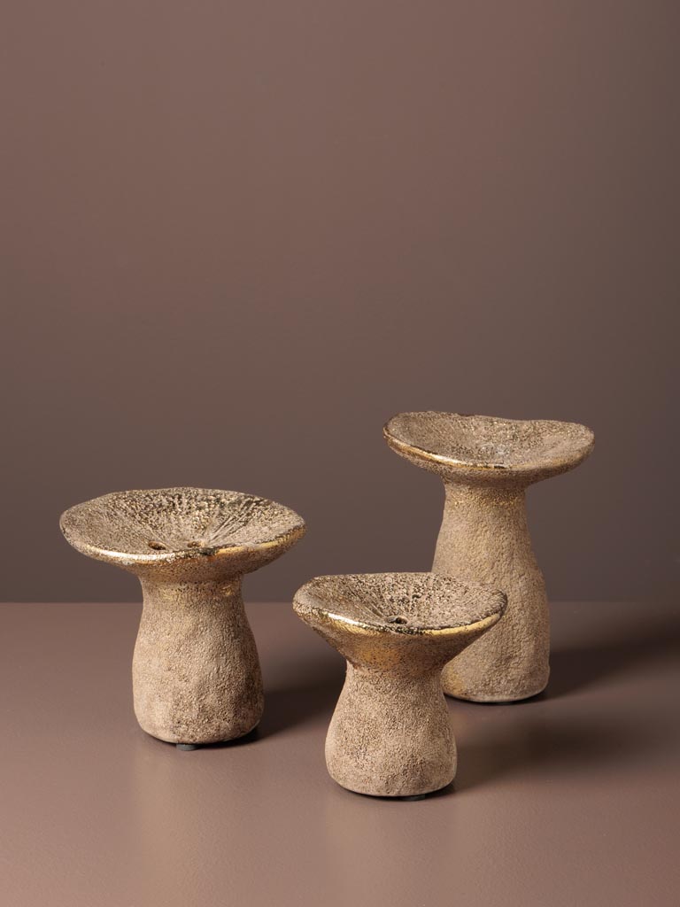 S/3 champignon dorés en céramique - 3
