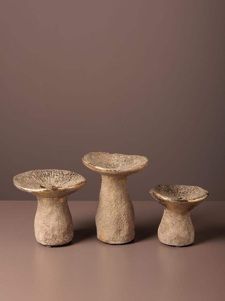 S/3 champignon dorés en céramique - 5