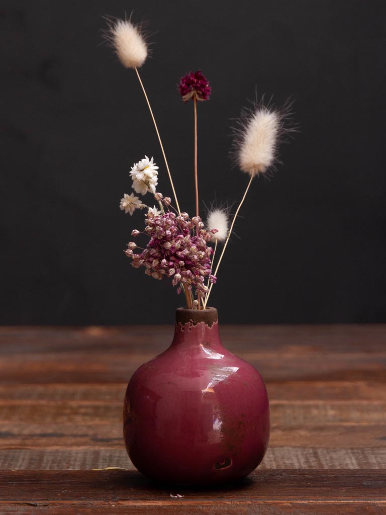 Dark pink small ceramic vase - 1