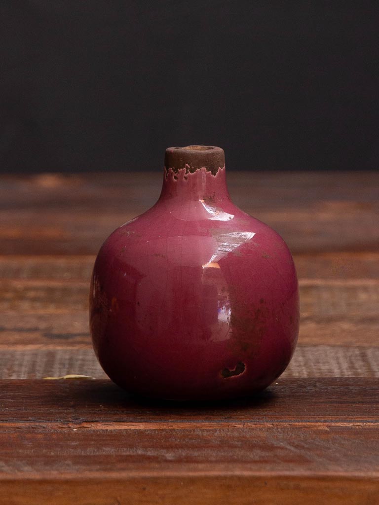 Dark pink small ceramic vase - 5