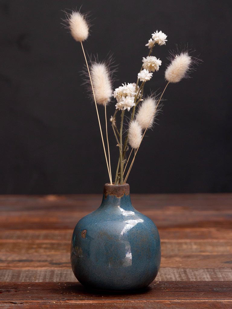 Grey blue small ceramic vase - 1