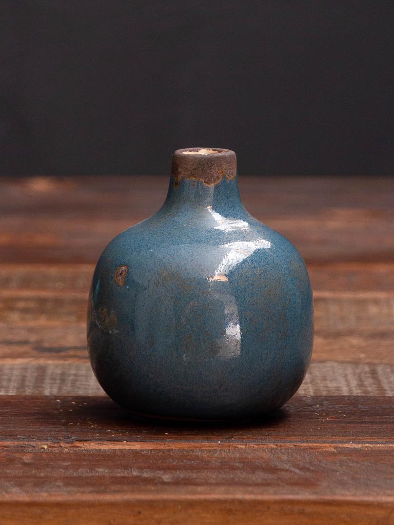 Petit vase céramique gris bleu * - 5