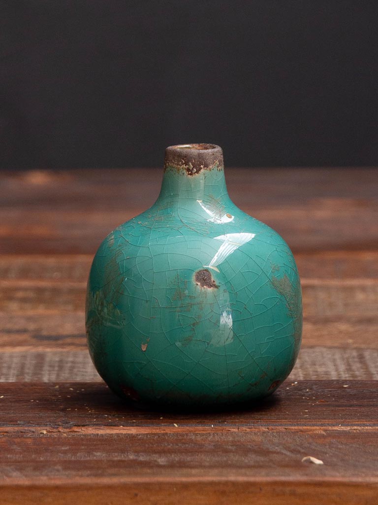 Aqua green small ceramic vase - 5