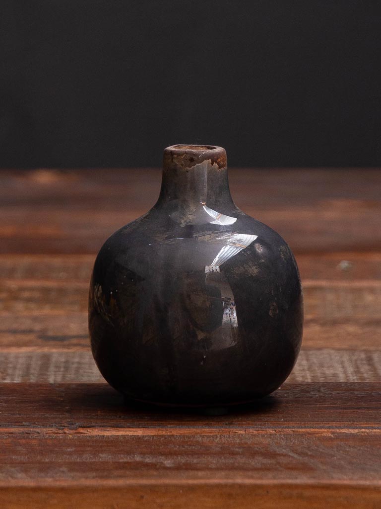 Petit vase céramique gris noir * - 5
