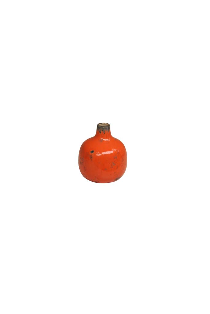 Orange small ceramic vase - 2