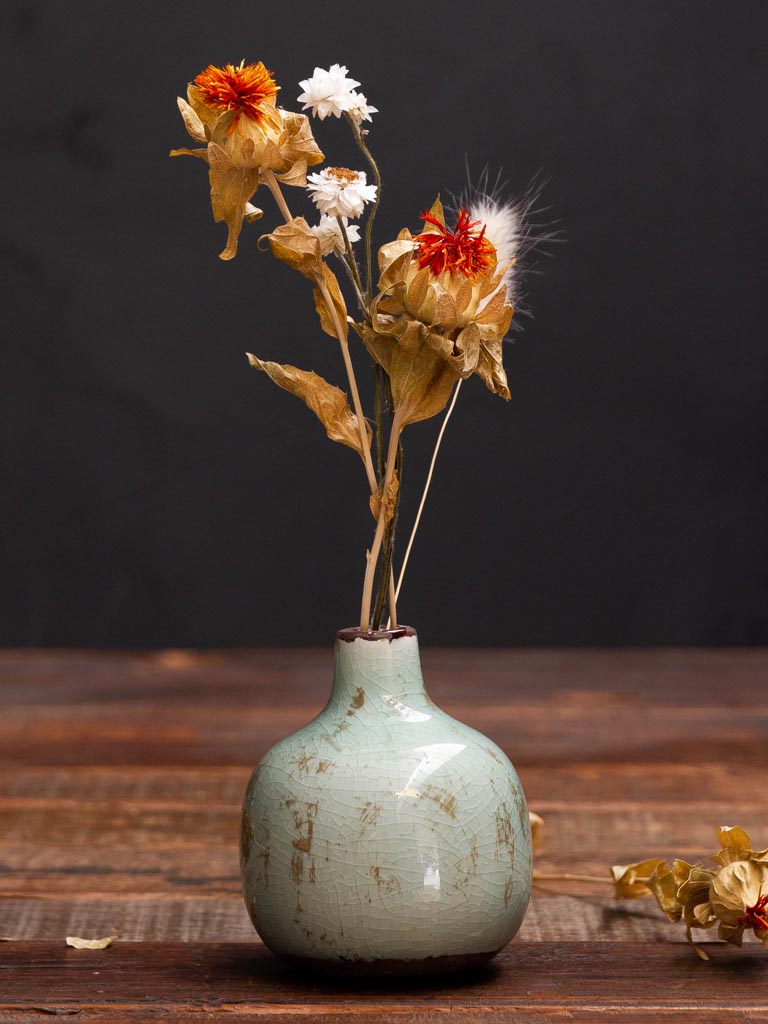 Petit vase céramique vert-de-gris - 1