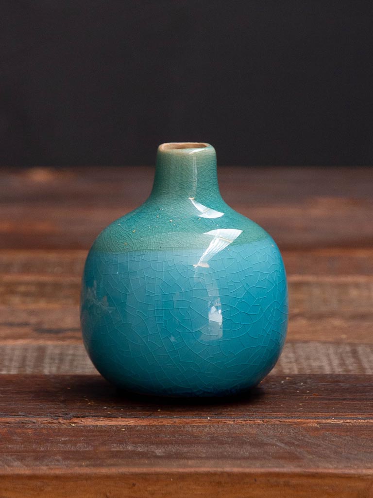 Blue & green small ceramic vase - 3