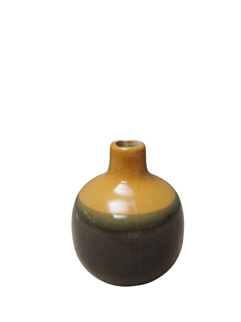 Brown & orange small ceramic vase - 2