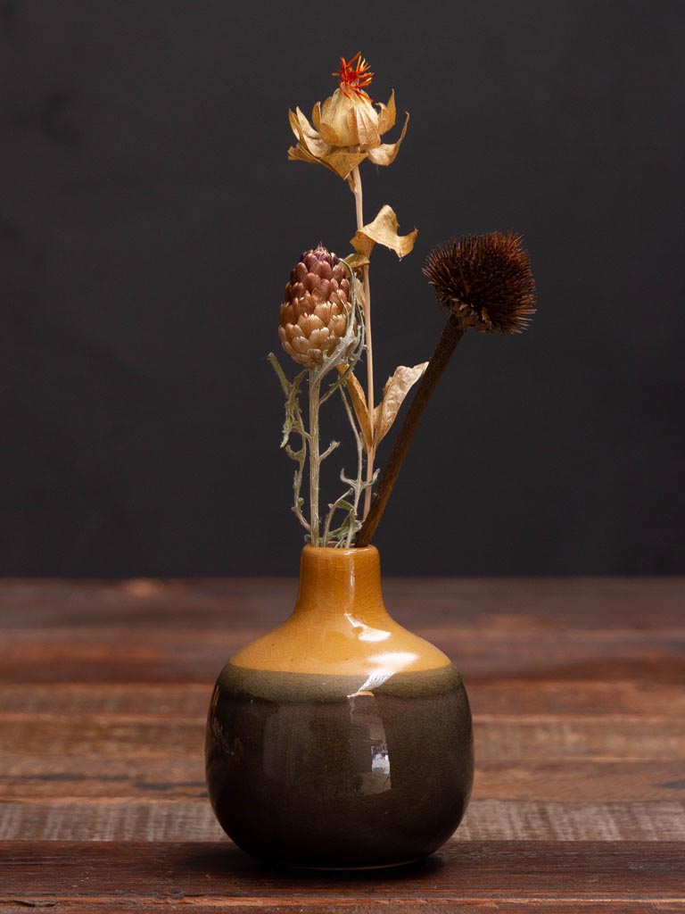 Brown & orange small ceramic vase - 1