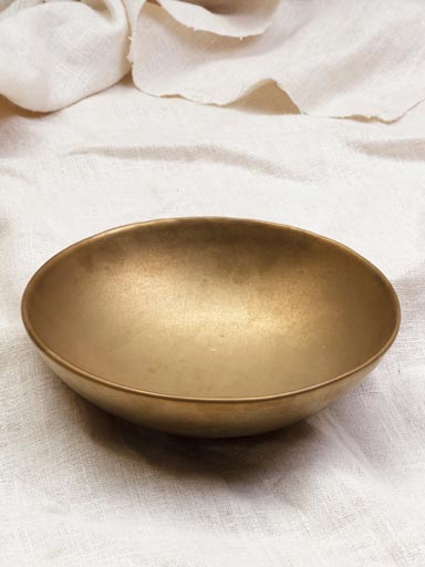 Deep round golden ceramic tray 28cm