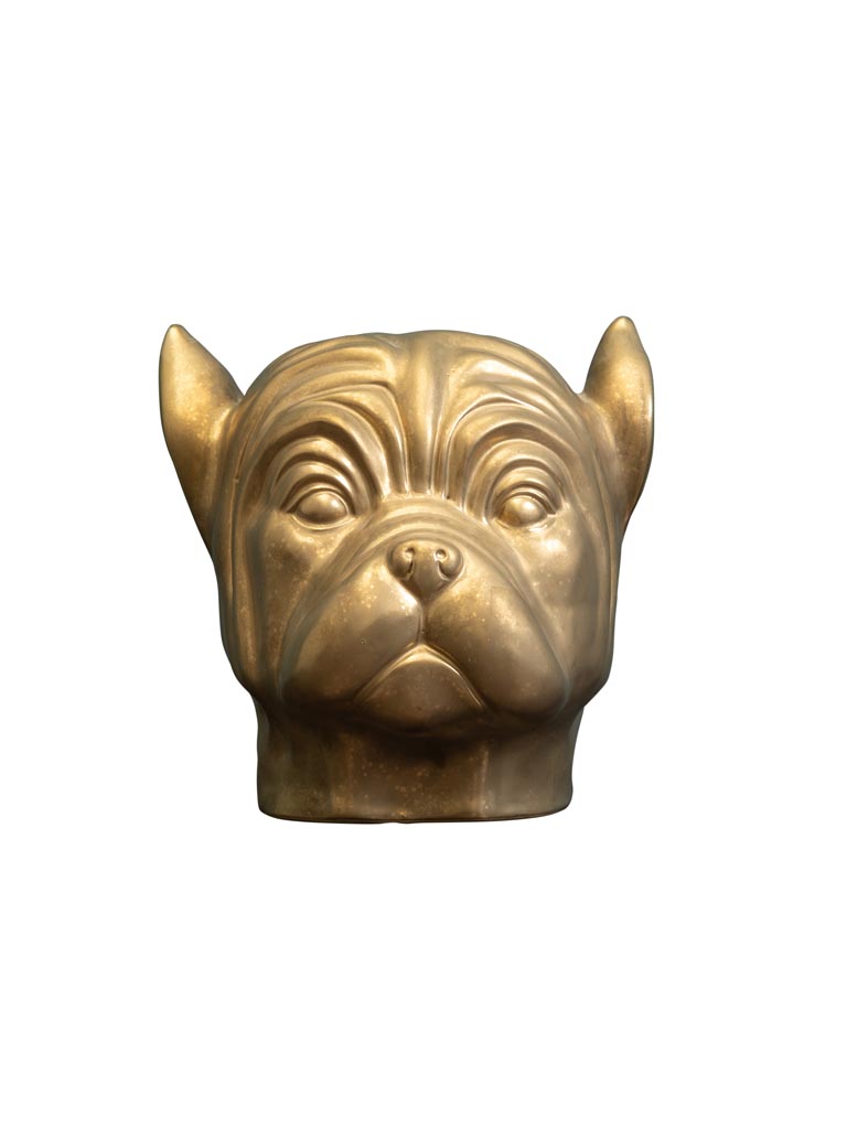 Tête de bulldog dorée grès - 2