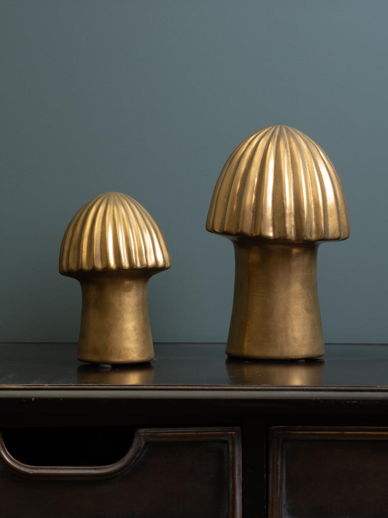 Golden stoneware mushroom 17cm - 3