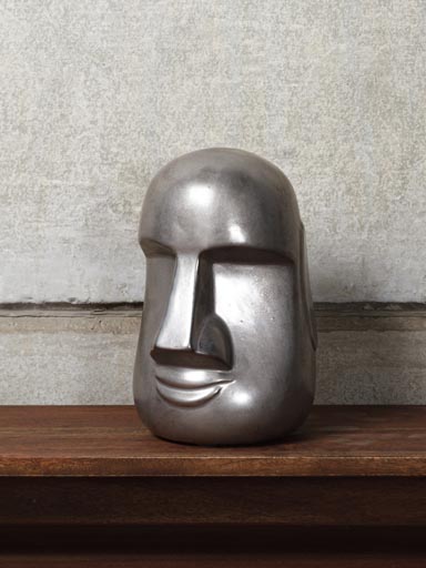 Rapa Nui face in silver ceramic