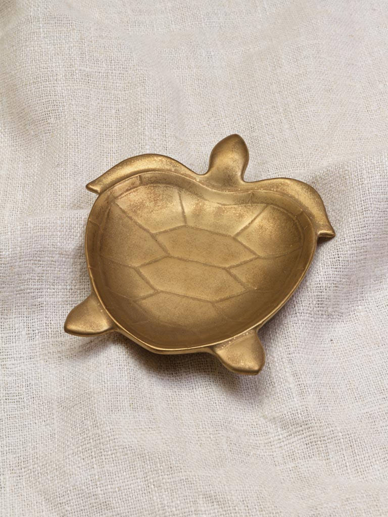 Golden ceramic turtle trinket tray - 1