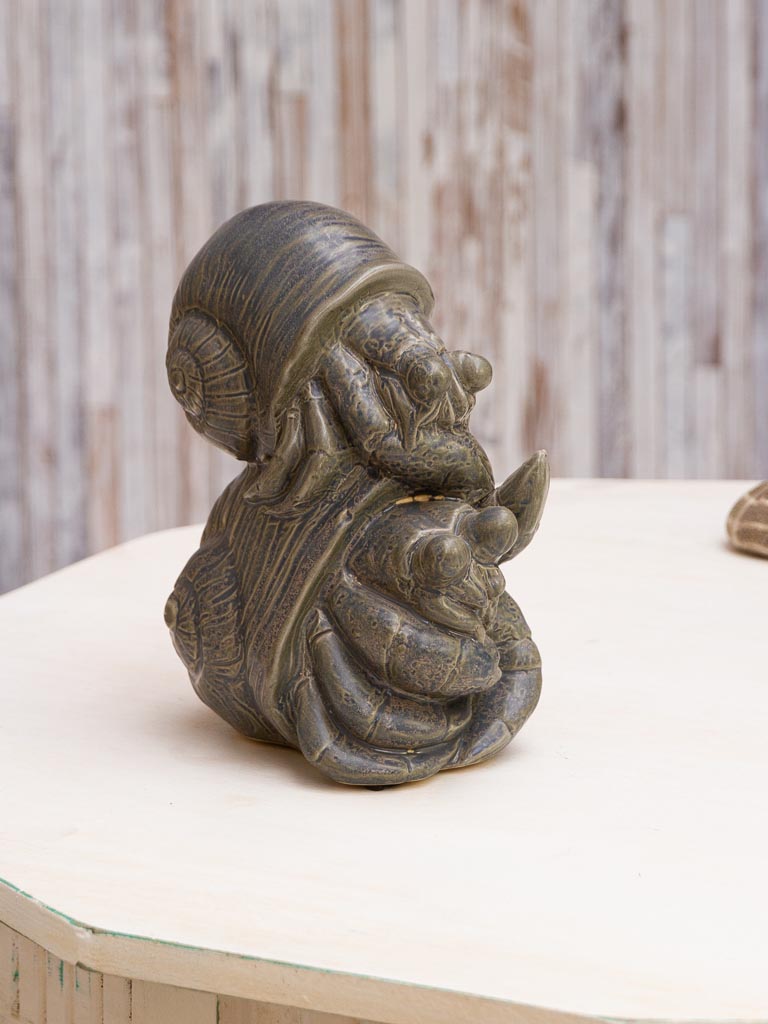 Grey patina ceramic ermit crab - 1