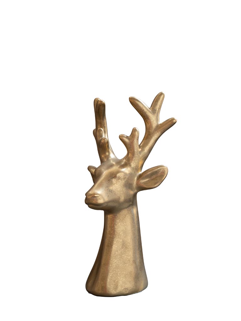 Deer head in golden ceramic - 2