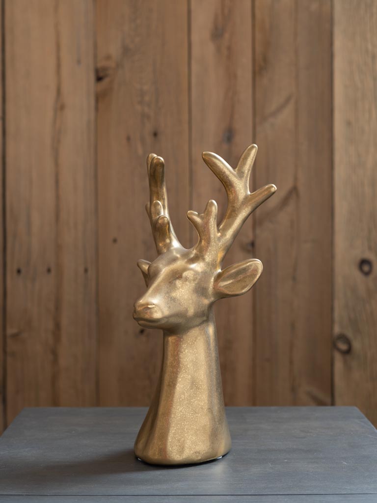 Deer head in golden ceramic - 1