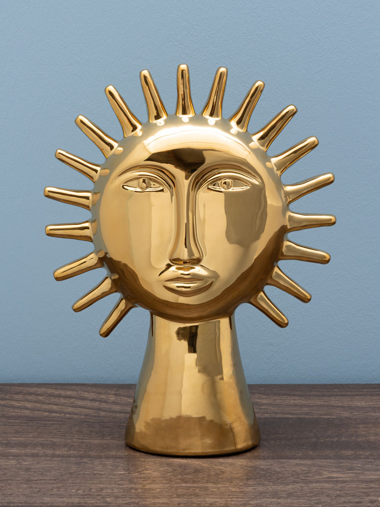 Tête soleil céramique dorée - 1