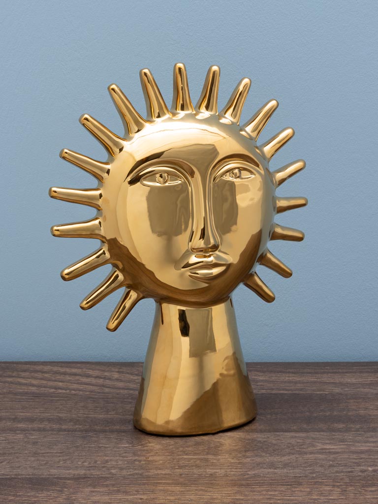 Tête soleil céramique dorée - 3