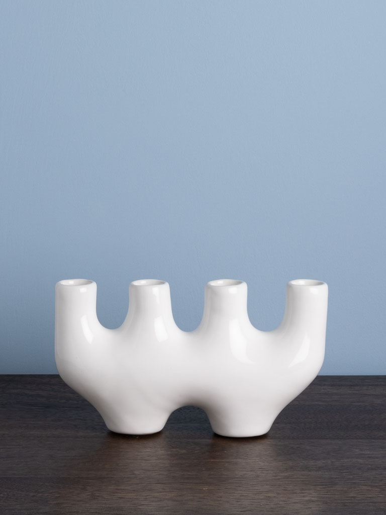 White ceramic candlestick Waouw - 1