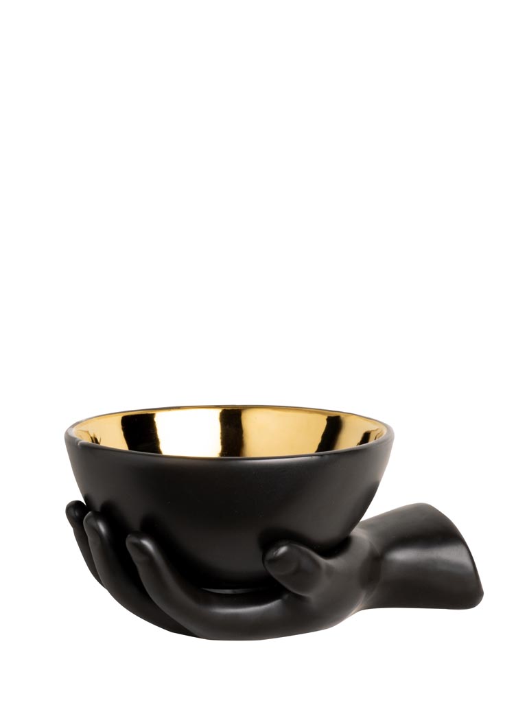 Black & gold ceramic trinket tray hand - 2