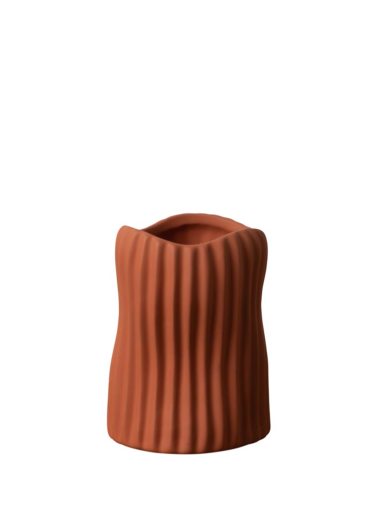 Vase terracotta strié Abstract - 2