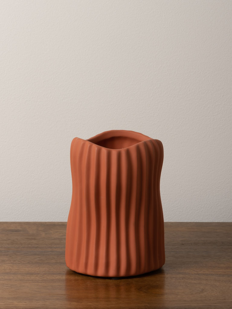 Terracota striped vase Abstract - 1