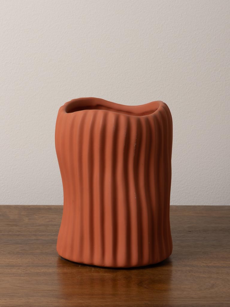 Terracota striped vase Abstract - 3