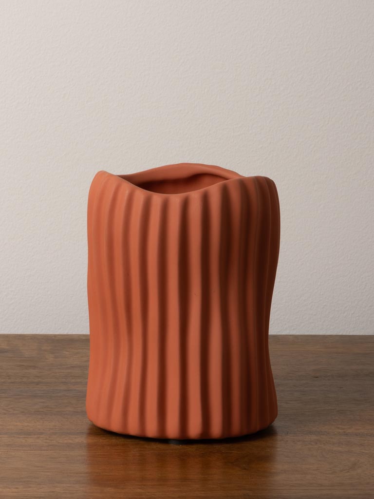 Terracota striped vase Abstract - 5
