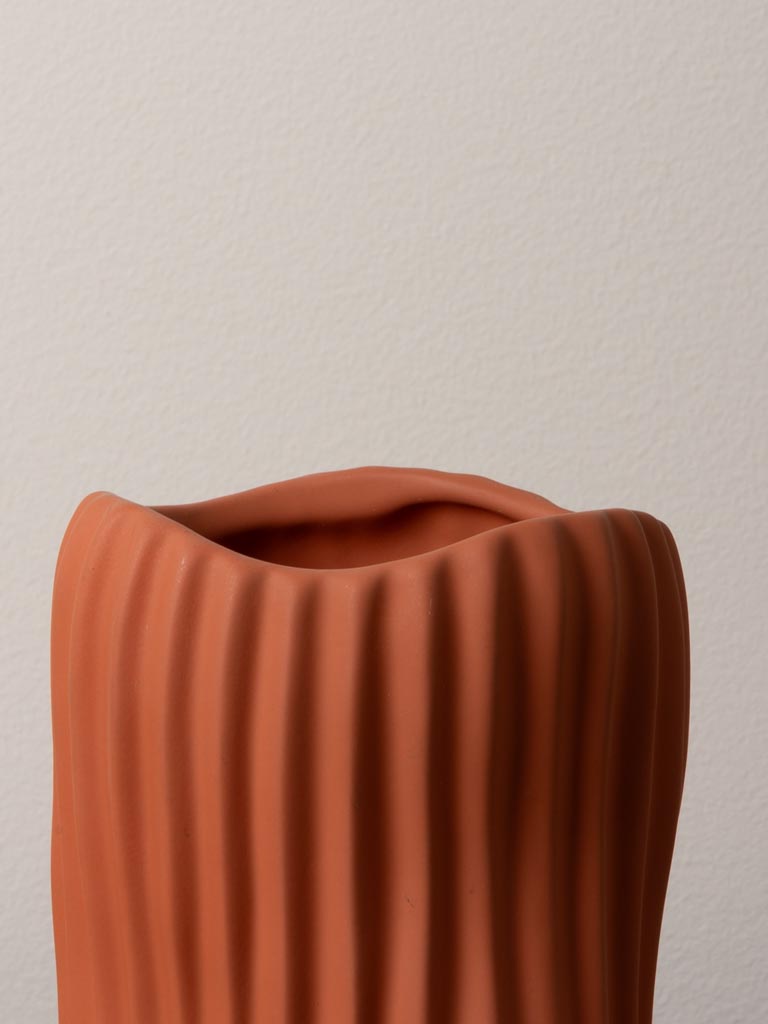 Terracota striped vase Abstract - 4