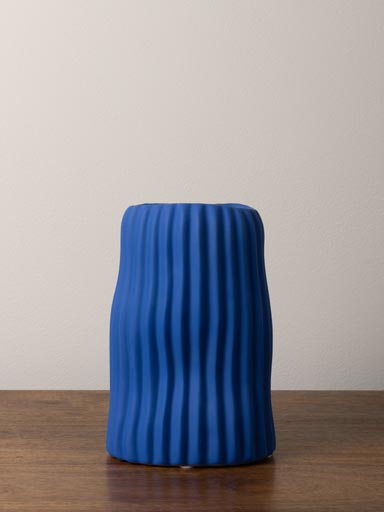 Vase bleu strié Asbtract