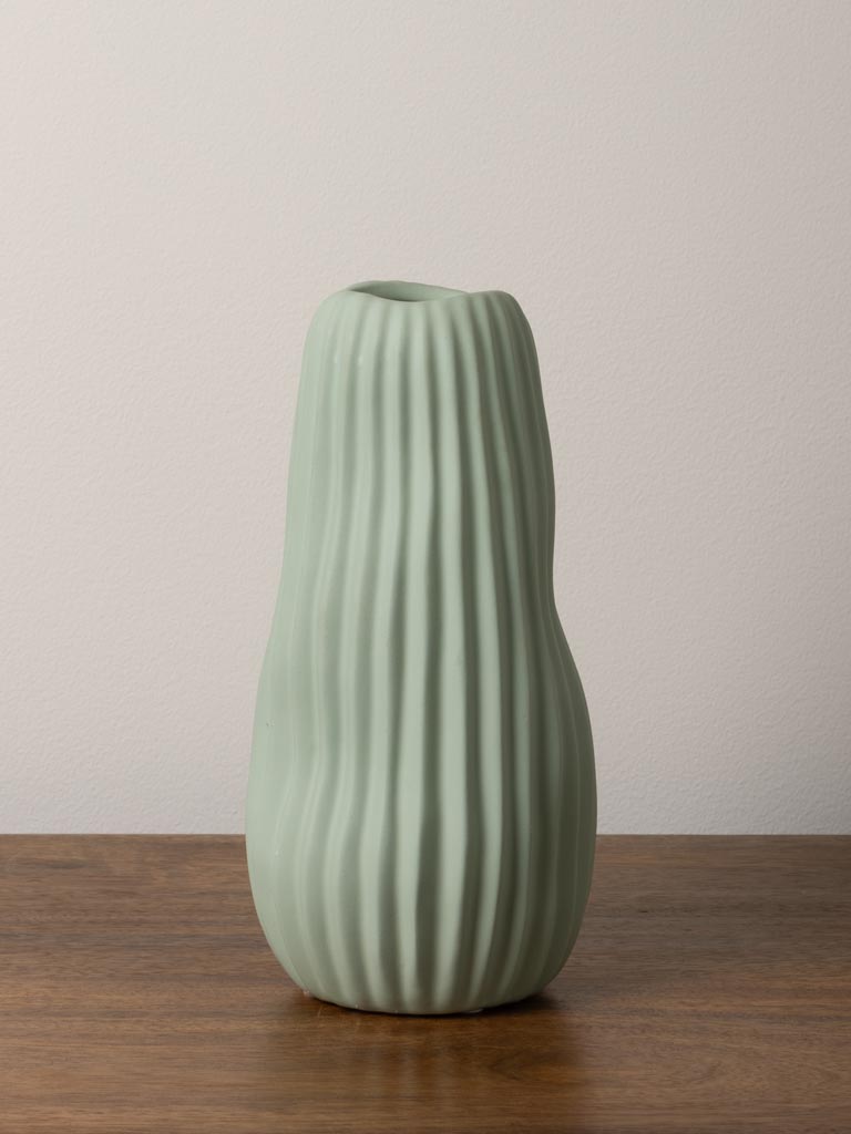 Vase vert pâle strié Abstract - 4