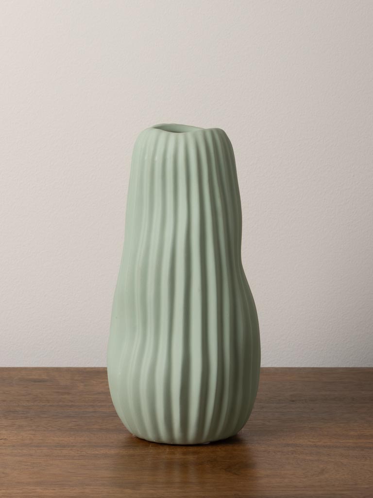 Green striped vase Abstract - 6