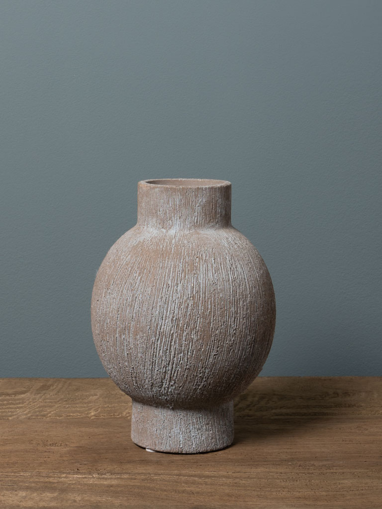 Small verdigris textured ball vase - 1