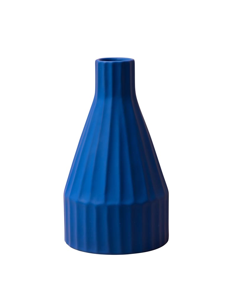 Blue ribbed bottle vase Abstract - 2
