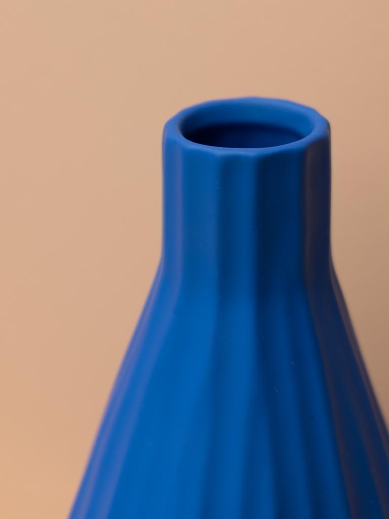 Blue ribbed bottle vase Abstract - 4