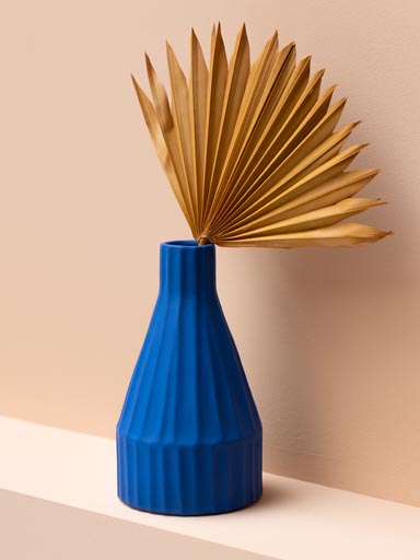 Blue ribbed bottle vase Abstract