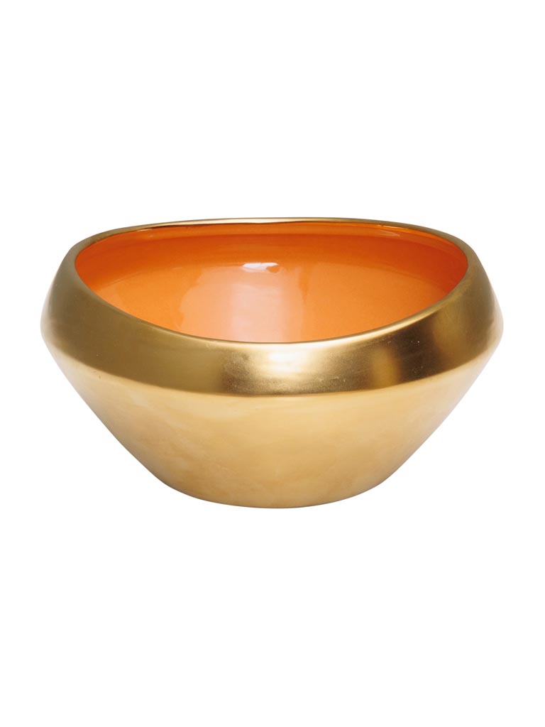 Orange & gold stoneware bowl Corfou - 2