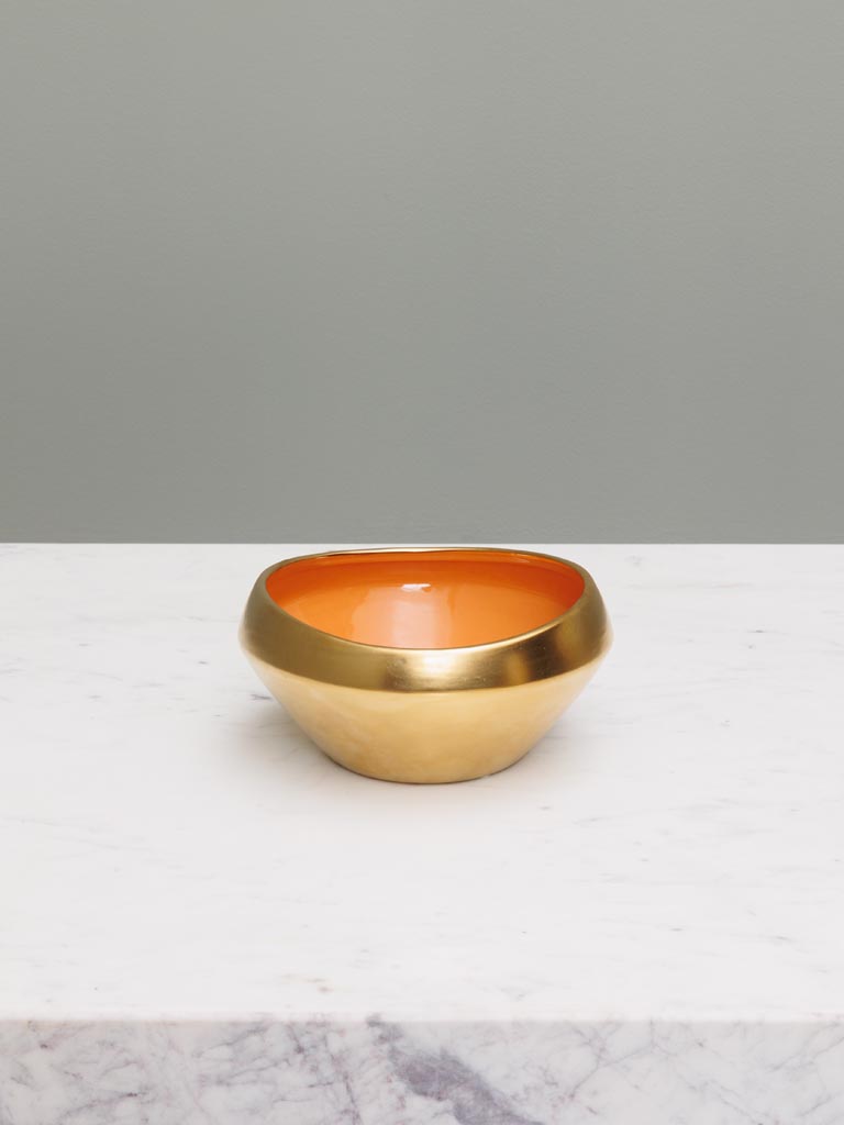 Orange & gold stoneware bowl Corfou - 1