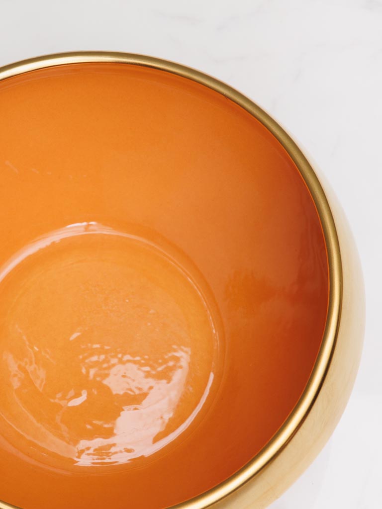 Orange & gold stoneware bowl Corfou - 4